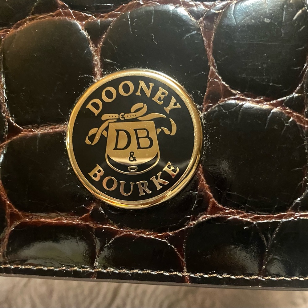Dooney & Bourke Black and Brown Croc-Embossed Clutch - Picture 6 of 6